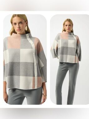 Joseph Ribkoff Rose Multi Jacquard Sweater Top